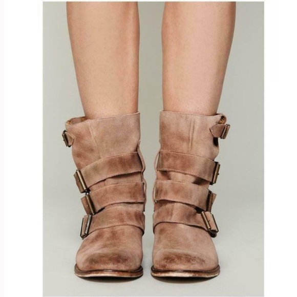 Free People Shoes - FREE PEOPLE SUNBELT DISTRESSED SUEDE BELTED BOOTIES